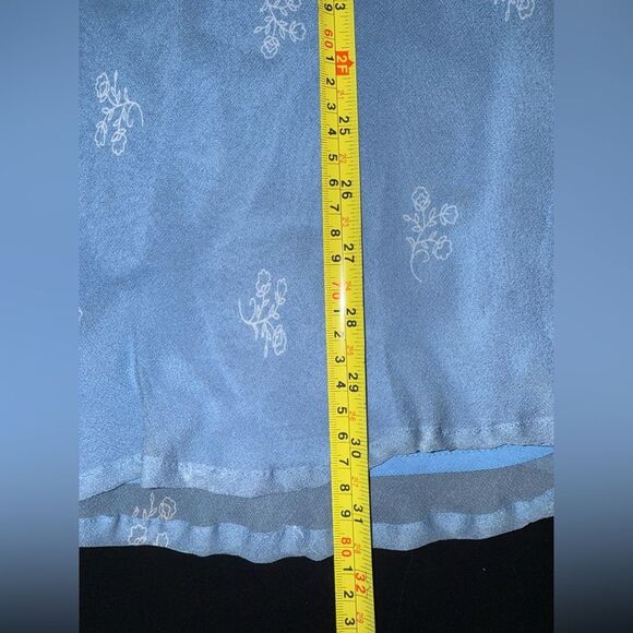 New York City Design Co Blue BOHO Fairy whimsical Silk Tunic Blouse VTG L EUC - Picture 8 of 8